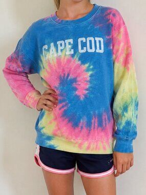 Cape Cod Sweatshirt Tie-dye Pink, Blue, Yellow Girls (or Petite Women!)